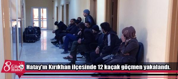  Hatay'ın Kırıkhan ilçesinde 12 kaçak göçmen yakalandı.