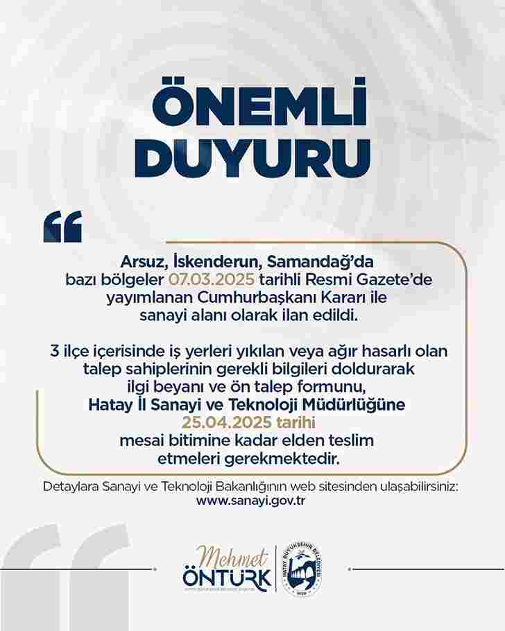 DEPREMZEDE SANAYİCİYE CAN SUYU