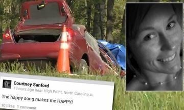 Happy Courtney Sanford bu selfie'yi araba kullanırken Pharrel Williams'ın Happy şarkısını dinlerken çekmiş ve saniyeler sonra bir kamyona çarpıp hayatını kaybetmiş.
