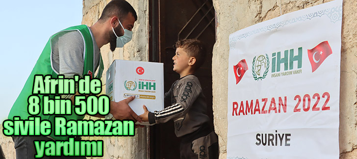 Afrin'de 8 bin 500 sivile Ramazan yardımı