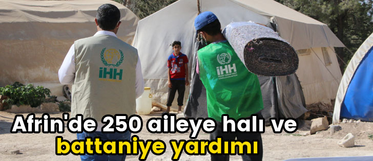 Afrin'de 250 aileye halı ve battaniye yardımı