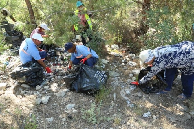 Mezitli Belediyesi Personeli Ormanlık Alanda Temizlik Yaptı