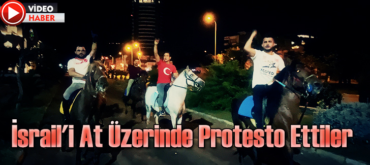 İsrail'i at üzerinde protesto ettiler