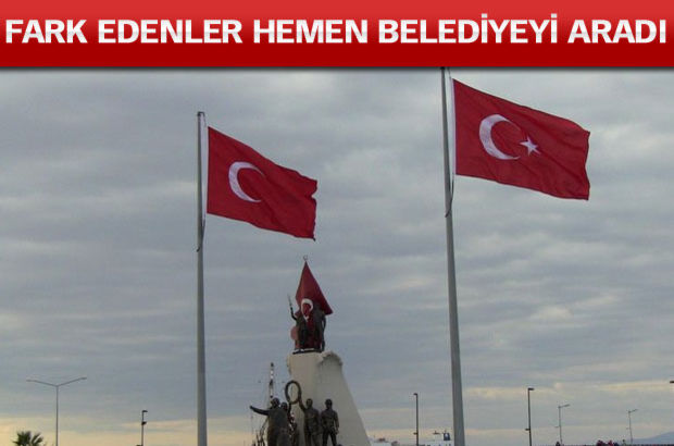 İskenderun'da Dev Türk Bayrağındaki Yıldız Olmadığını Vatandaş Farketti!
