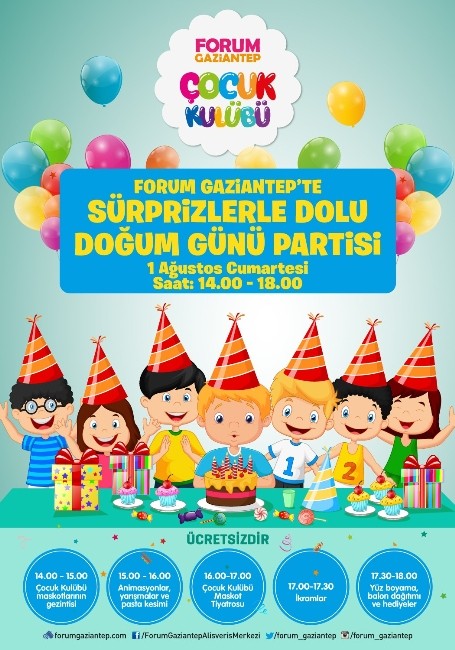 Forum Gaziantep Çocukları Doğum Gününe Davet Ediyor