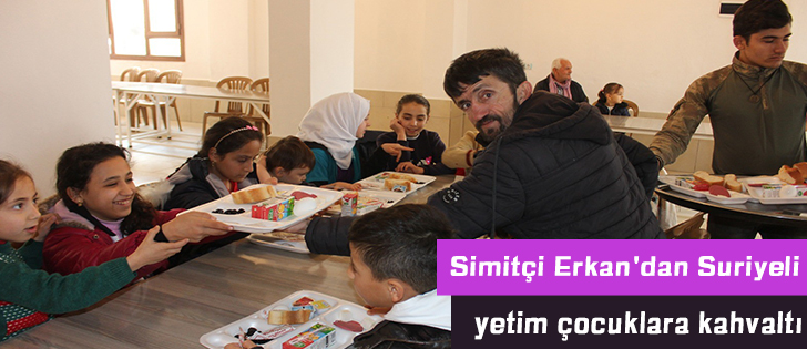 Simitçi Erkan'dan Suriyeli yetim çocuklara kahvaltı   