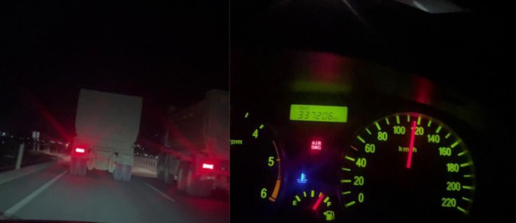 Trafikte 100’ü Bulan Hızla Yarışan Kamyonların O Anları Kamerada