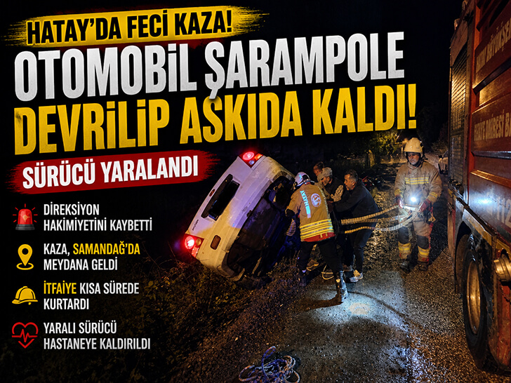 Direksiyon hakimiyeti kayboldu: otomobil şarampolde asılı kaldı!
