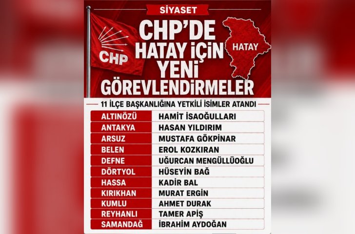 CHP, Hatay’daki 11 İlçe Başkanlığına Yetkili İsimler Görevlendirdi