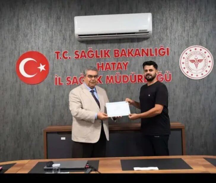 Sahada Çalışan Sağlık Personeline Teşekkür Belgesi